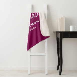 Cobertor Sherpa Personalizado elegante Sr e Sra vermelho borgonha