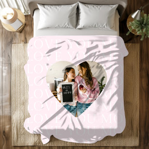 Cobertor Sherpa Personalizado Eu Te Amo Foto Do Coração Da Mãe