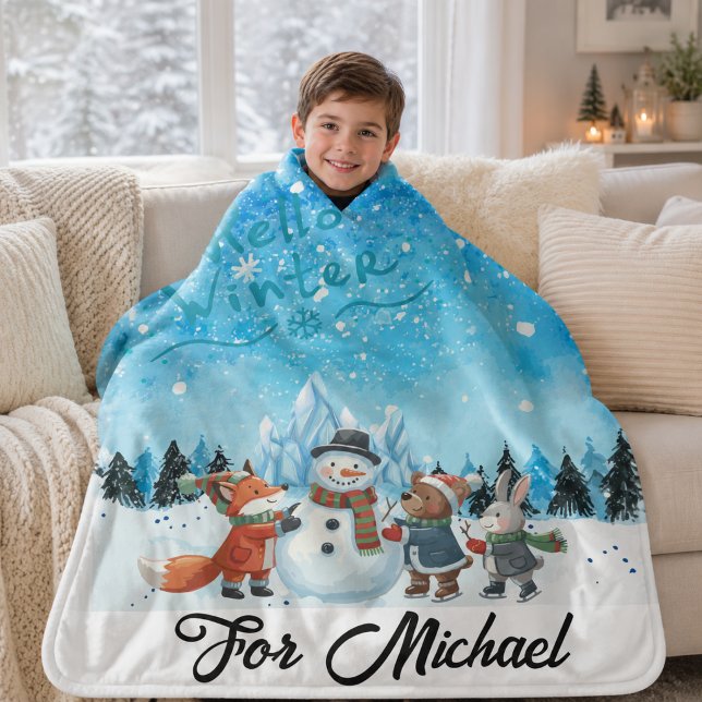 Cobertor Sherpa Personalizado Olá Inverno (Criador carregado)