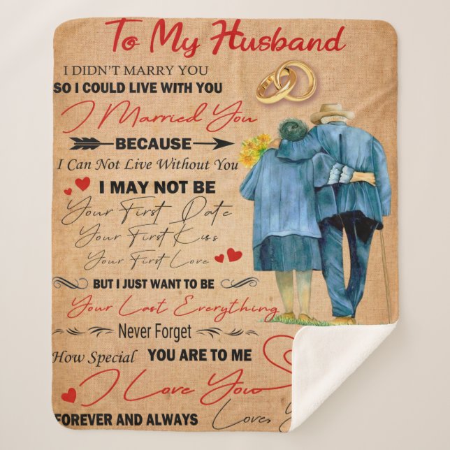 Cobertor Sherpa Personalizado Para Meu Marido, Marido Aniversário (Frente)