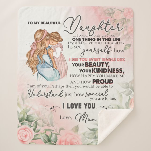 Cobertor Sherpa Personalizado Para Minha Bela Filha (Frente)