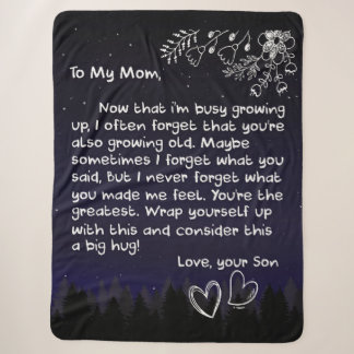Cobertor Sherpa Personalizado Para Minha Mãe Carta De Amor Do Filh