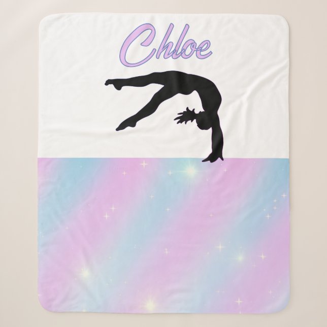 Cobertor Sherpa Personalizado Pastel Roxo e Azul G (Frente)