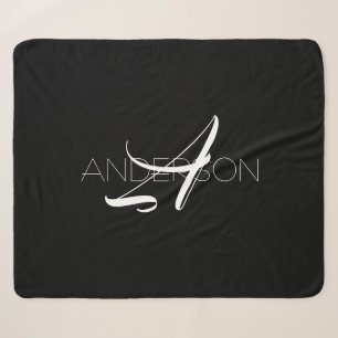 Cobertor Sherpa Personalizado preto branco simples moderno
