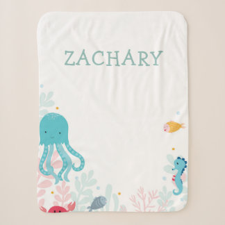 Cobertor Sherpa Personalizado Sob O Mar Bebê/Criança Sherpa Blanke