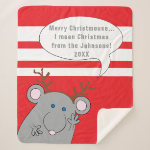 Cobertor Sherpa Personalizar "Christmouse de Feliz" em Aberto/Méd