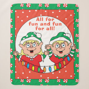 Cobertor Sherpa Personalizar "Elfos de Natal" Cobertor/Médio