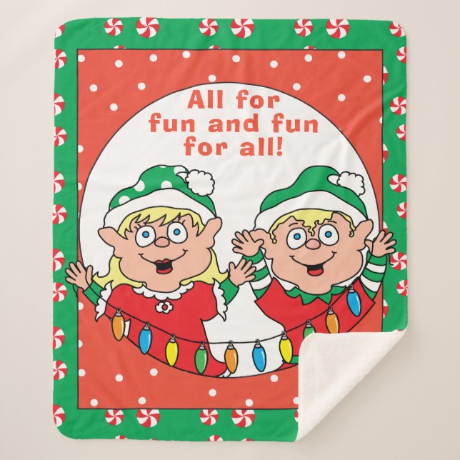 Cobertor Sherpa Personalizar "Elfos de Natal" Cobertor/Médio (Frente)