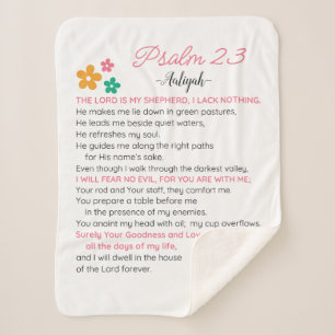 Cobertor Sherpa Personalizar Flores De Escritura De Bíblia Psalm 2