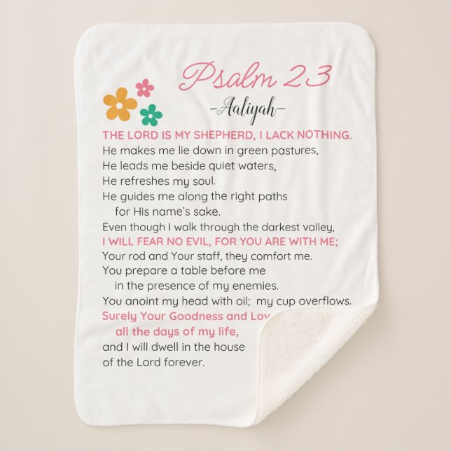 Cobertor Sherpa Personalizar Flores De Escritura De Bíblia Psalm 2 (Frente)