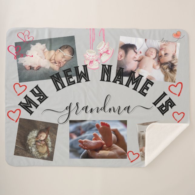Cobertor Sherpa ✨ personalizar meu novo nome é VOVÓ (Frente (Horizontal))