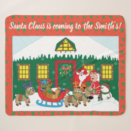 Cobertor Sherpa Personalize o "Papai Noel está chegando" em branco