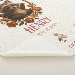 Cobertor Sherpa Personalized Baby Blanket - Woodland Raccoon