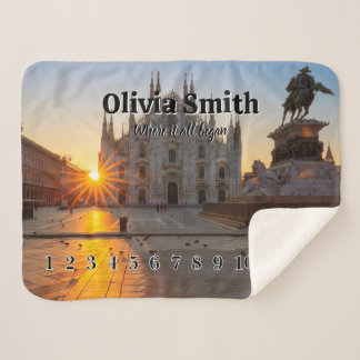 Cobertor Sherpa Personalized Baby Milestone Blanket with photo