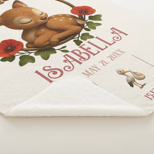 Cobertor Sherpa Personalized Baby Sherpa Blanket – Woodland Fawn (3/4)