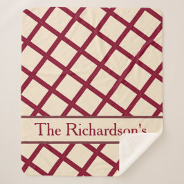 Cobertor Sherpa Personalized Burgundy Cream Lattice Elegant Chic