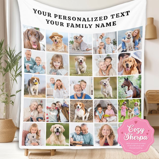 Cobertor Sherpa Personalized Family Photo Collage Cute 25 Picture (Criador carregado)