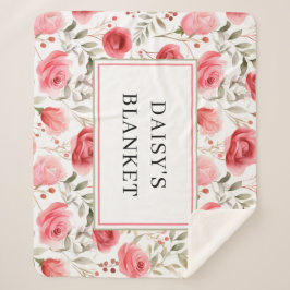 Cobertor Sherpa Personalized Floral Sherpa Dog Blanket