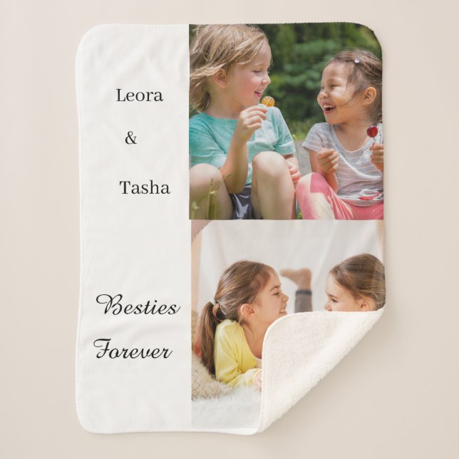 Cobertor Sherpa Personalized Kids Best Friends Photo Blanket (Frente)