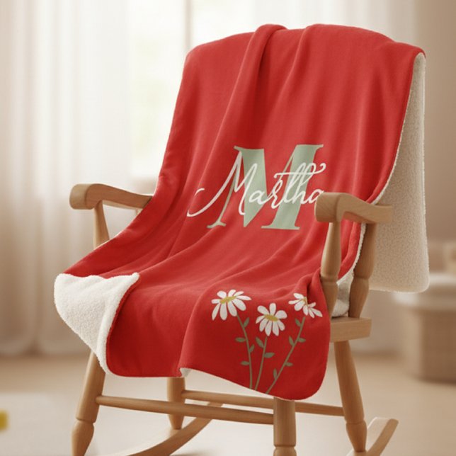 Cobertor Sherpa Personalized Kids' Blanket with  Initial and Daisi (Criador carregado)
