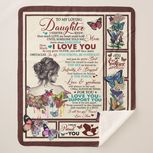 Cobertor Sherpa Personalized Letter To My Loving Daughter (Frente)