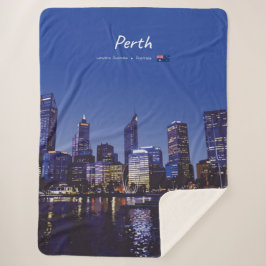 Cobertor Sherpa Perth, Austrália - Silhueta da Cidade à Noite