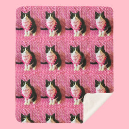 Cobertor Sherpa Pêssego Tuxedo Cat Medium Sherpa Blanket