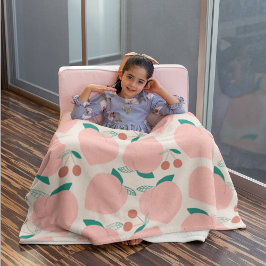 Cobertor Sherpa Pêssegos e Cerejas Vermelhas Padrão de Fruta