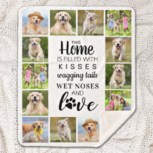 Cobertor Sherpa Pet Photo Collage Dog Personalizado Lover