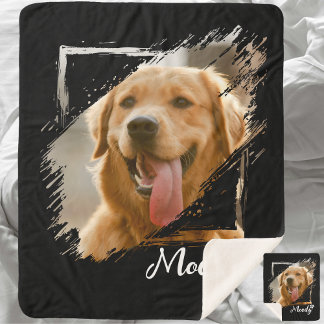 Cobertor Sherpa Pet Photo e Name Personalizados Sherpa Fleece Blan