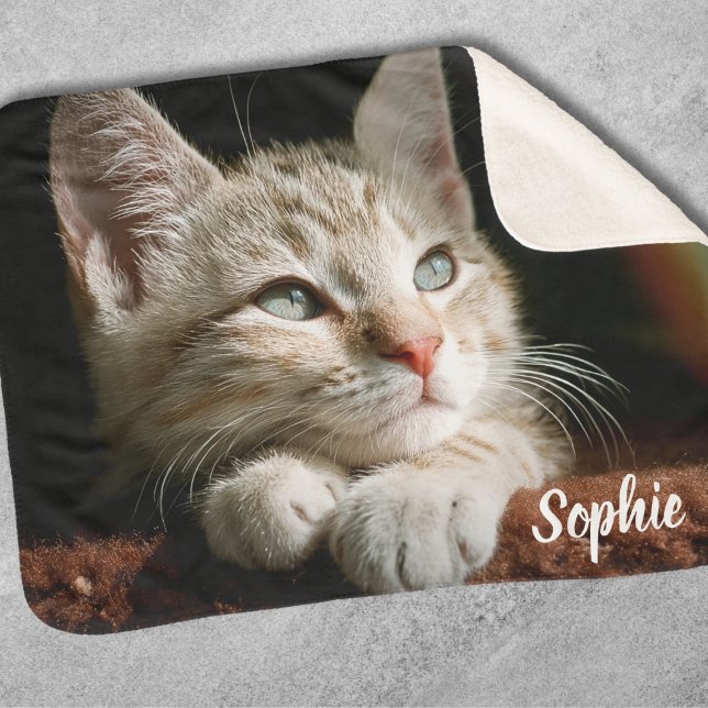 Cobertor Sherpa Pet Photo Name (Pet Photo Blanket)