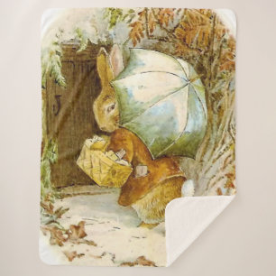 Cobertor Sherpa "Peter Rabbit com o guarda-chuva de inverno" por B