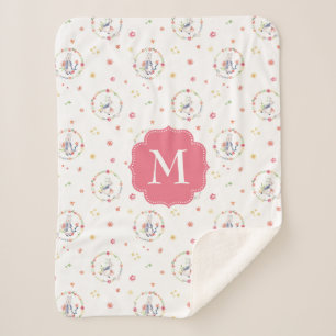 Cobertor Sherpa Peter Rabbit Padrão Floral Wreath