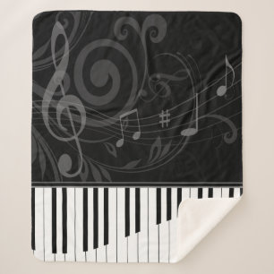 Cobertor Sherpa Piano Whimsical e Notas Musicais