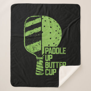 Cobertor Sherpa Pickleball Engraçada Paddle Para Cima Manteiga