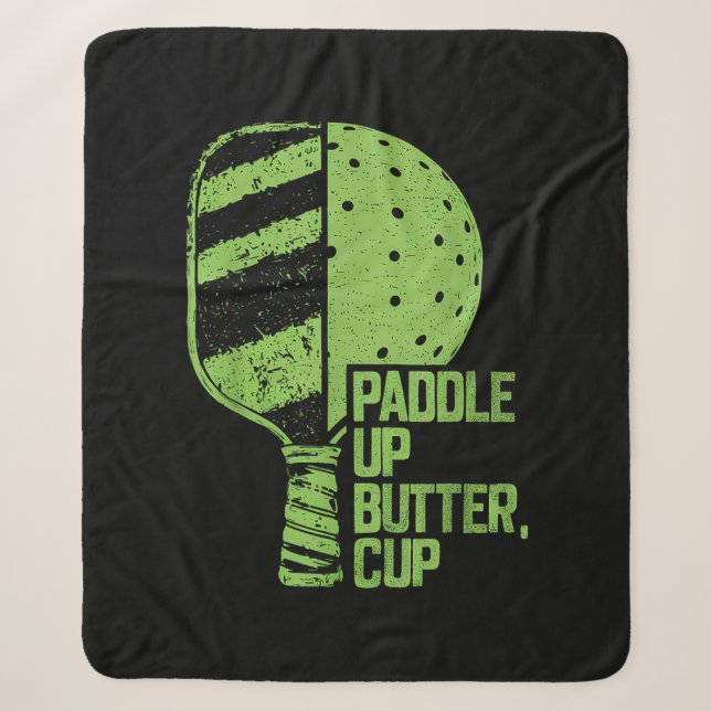 Cobertor Sherpa Pickleball Engraçada Paddle Para Cima Manteiga (Frente)