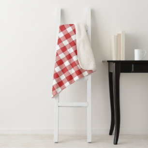 Cobertor Sherpa Picnic branco equino elegante do interior checado