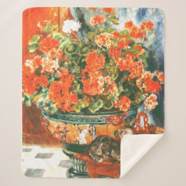 Cobertor Sherpa Pierre-Auguste Renoir Geraniums E Cats