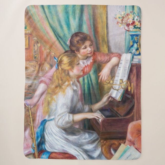 Cobertor Sherpa Pierre Auguste Renoir - Jovens Meninas no Piano (Frente)