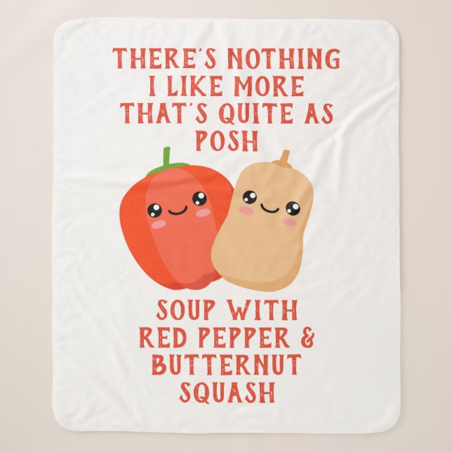 Cobertor Sherpa pimenta vermelha e sopa de squash de noz (Frente)