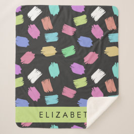 Cobertor Sherpa Pincel Tinta, Traços Coloridos De Pincel, Seu Nome