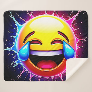 Cobertor Sherpa Pincelada Alegre: Arte de Emoji Risonho