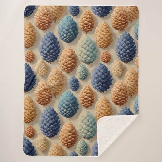 Cobertor Sherpa Pine Colorida Cones Winter Standard (Frente)