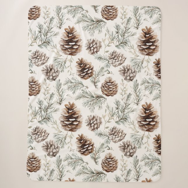 Cobertor Sherpa Pine de Natal Cones (Frente)