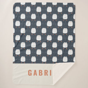 Cobertor Sherpa pinguim engraçado festivo personalizado de crian