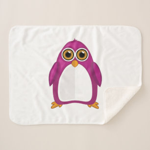 Cobertor Sherpa Pinguim Violeta Vermelho Fofo – Pinguim de Desenho