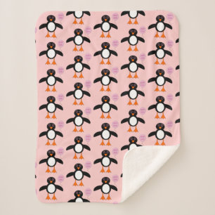 Cobertor Sherpa Pinguinha Rosa Rosa Pinguim Pinguim Sherpa Blanket
