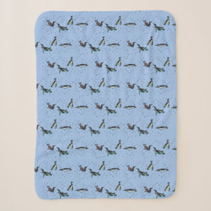 Cobertor Sherpa Pinguins espumantes Sherpa Blanket (Azul Claro)
