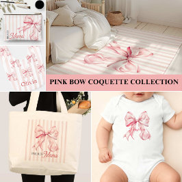 Cobertor Sherpa Pink Bow and Stripes Personalized