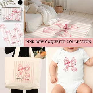 Cobertor Sherpa Pink Bow and Stripes Personalized